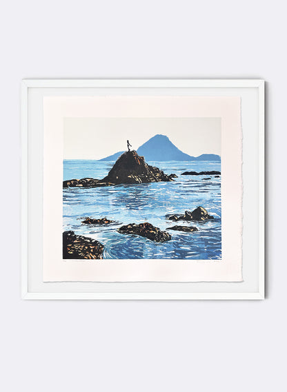 Turuturu Rock - Whakatane - Woodblock Print