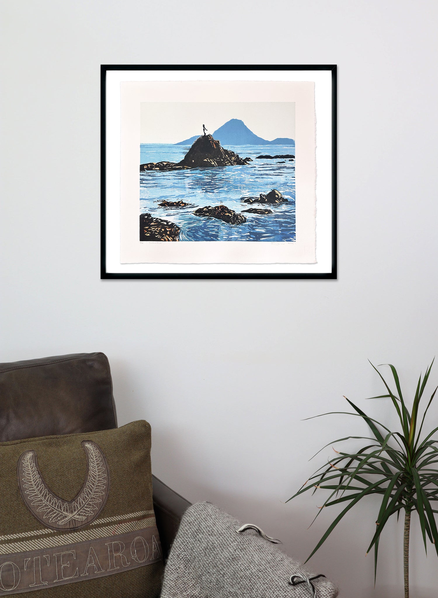 Turuturu Rock - Whakatane - Woodblock Print