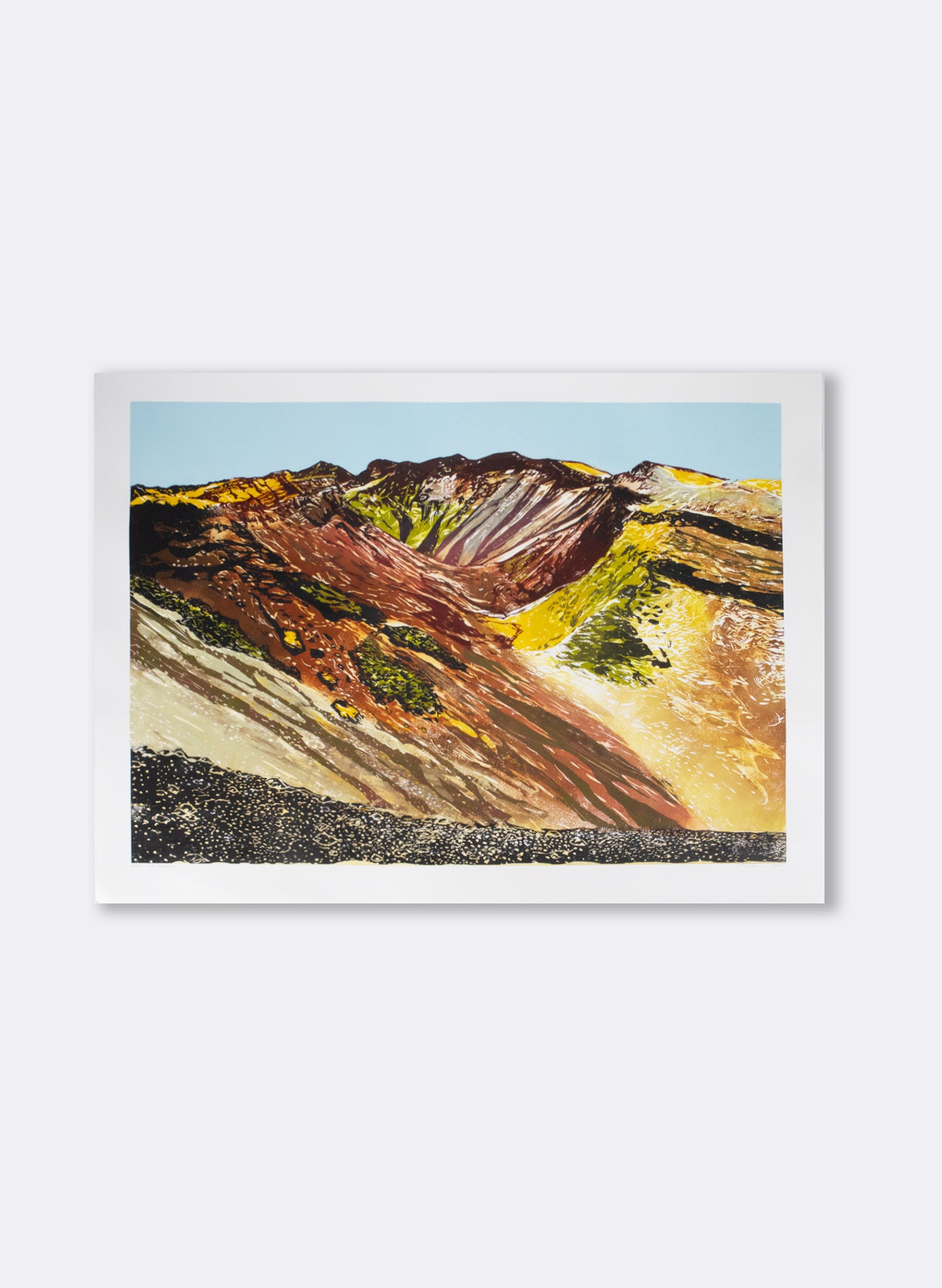 Mt Tarawera - Woodblock Print