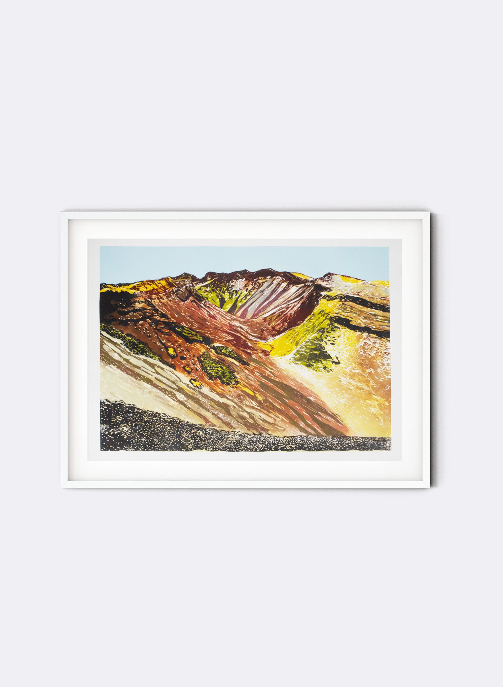 Mt Tarawera - Woodblock Print