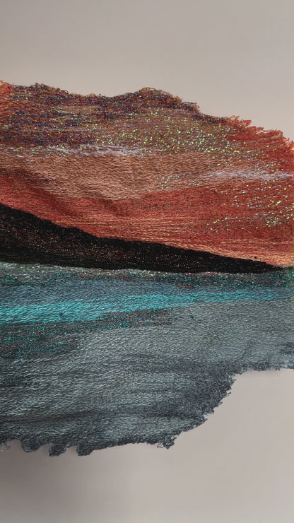 Rangitoto Island at Sunrise -  Sculptural Embroidery