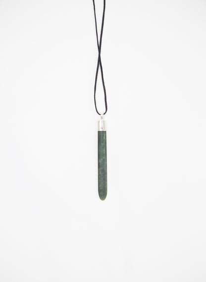 Capped Silver Pounamu Drop Pendant