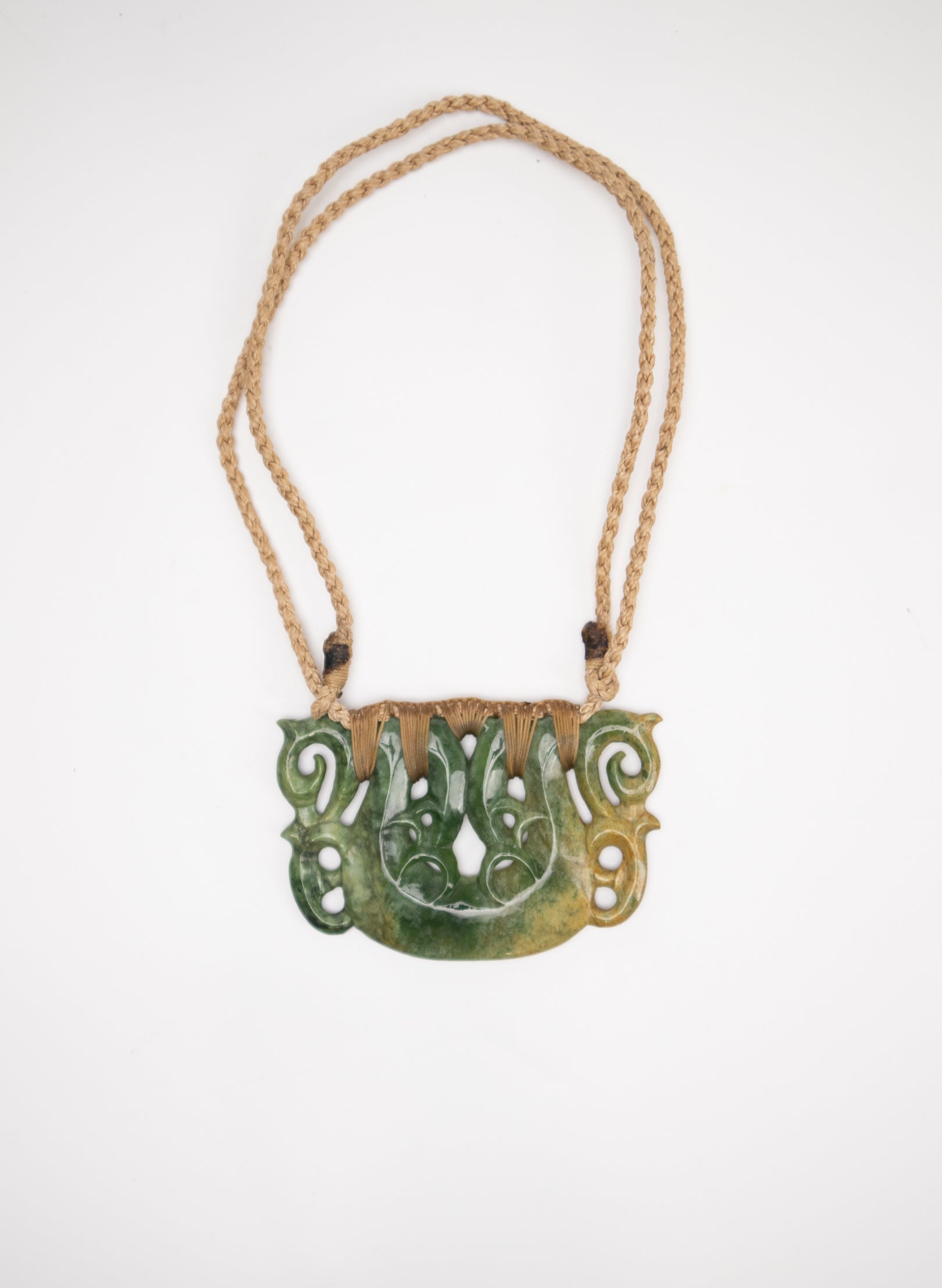 Carved Double Pounamu Manaia Pendant