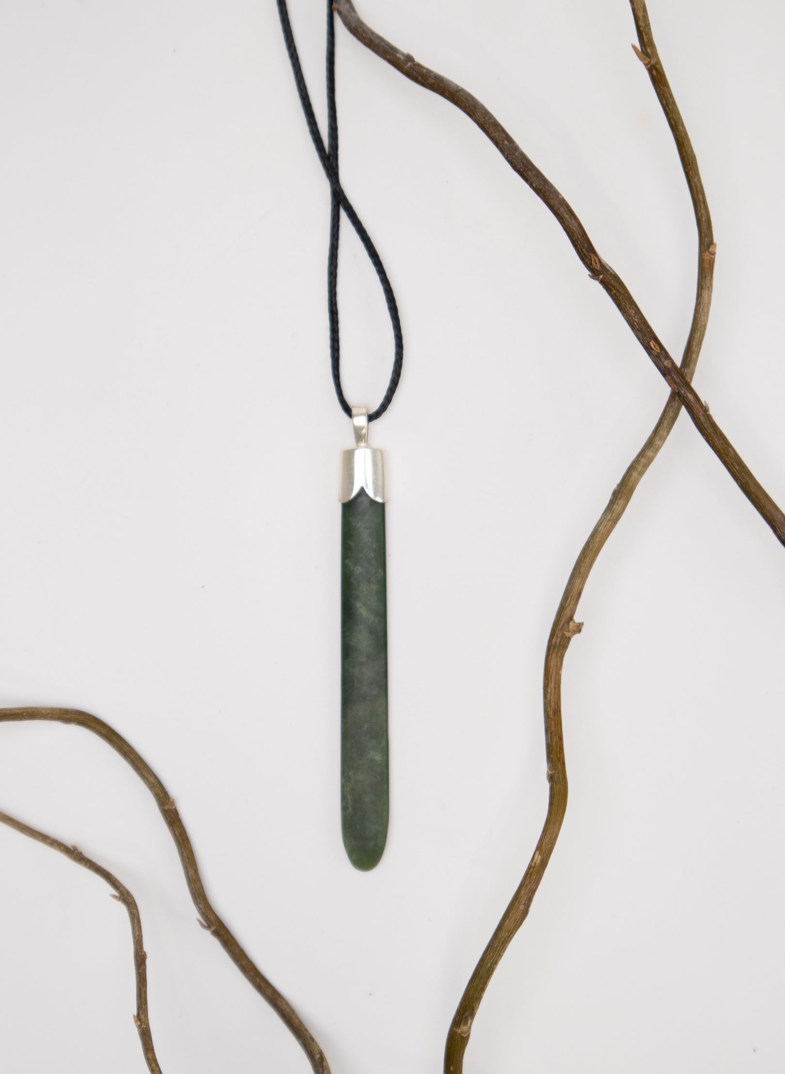 Capped Silver Pounamu Drop Pendant