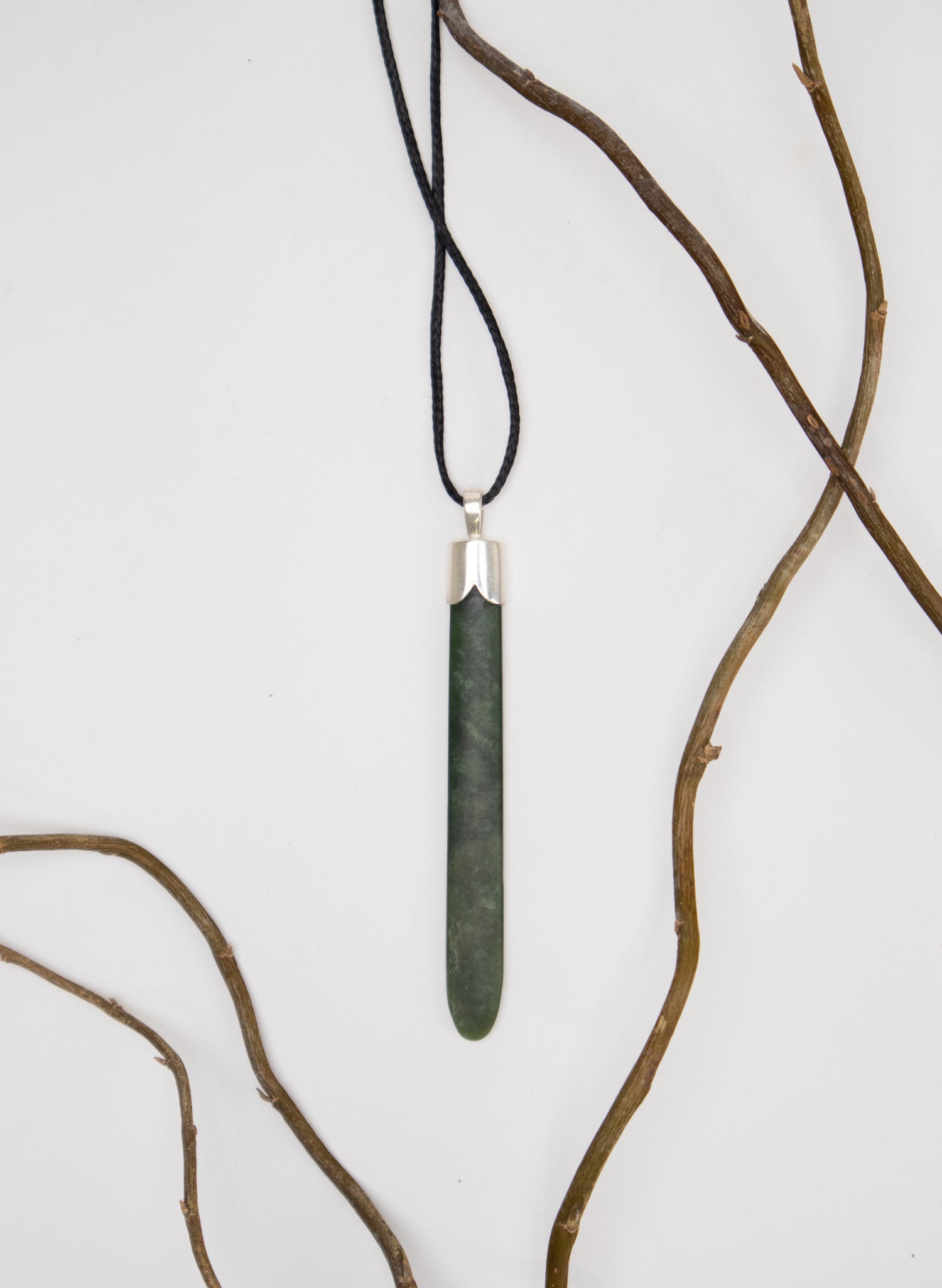 Capped Silver Pounamu Drop Pendant