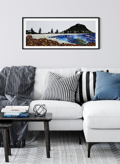 Mount Maunganui - Woodblock Print