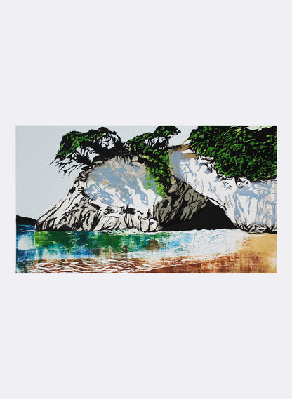 Cathedral Cove - Woodblock Print