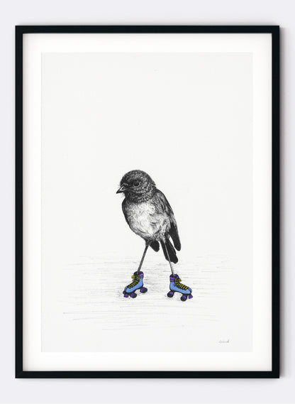 Robin On Roller Skates - Giclée Print