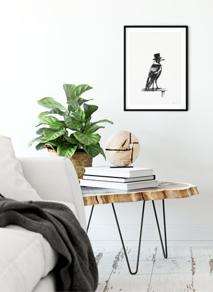 Top Hat Magpie - Giclée Print