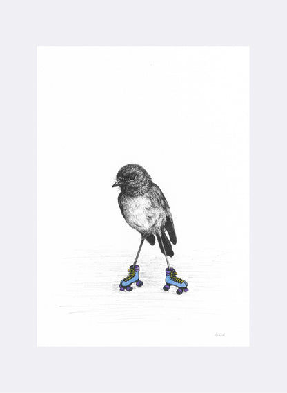 Robin On Roller Skates - Giclée Print