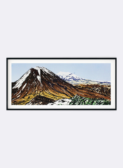 Mount Ngauruhoe II - Woodblock Print