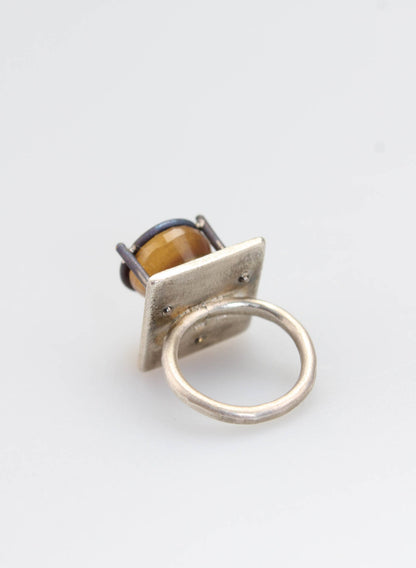 NZ Amber + Titanium + Silver Ring