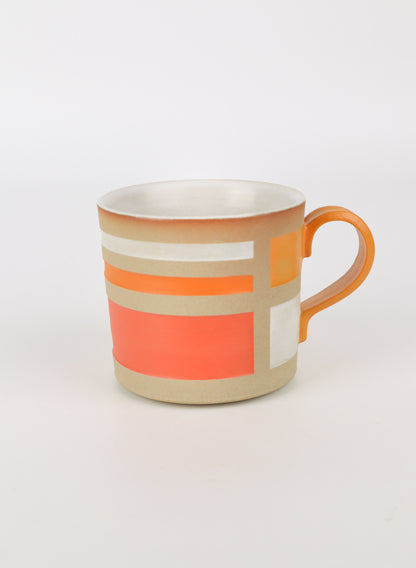 Orange Block Carved Decor Mug