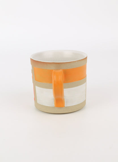 Orange Block Carved Decor Mug