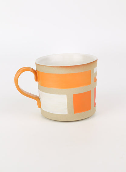 Orange Block Carved Decor Mug