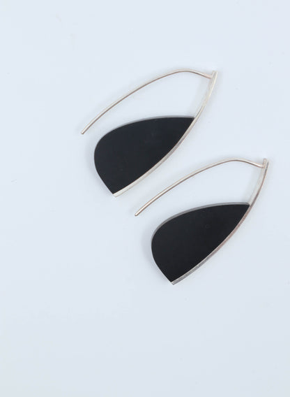 Curve Earrings - Basalt &amp; Sterling Silver