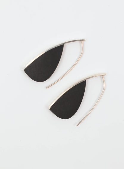 Curve Earrings - Basalt &amp; Sterling Silver