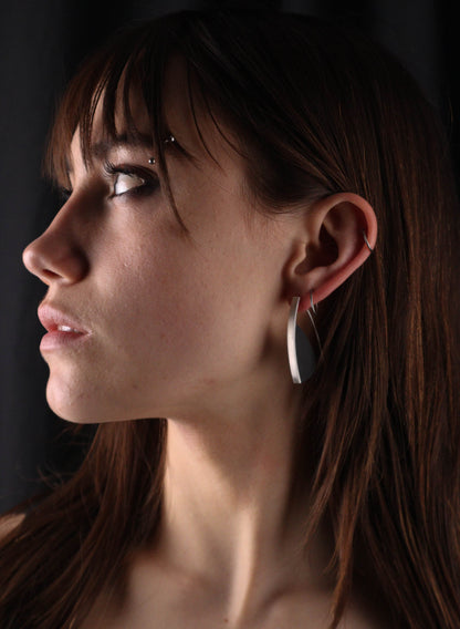 Curve Earrings - Basalt &amp; Sterling Silver