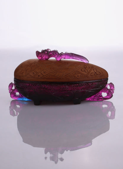 Purple Lead Crystal Glass Waka Huia (treasure box)