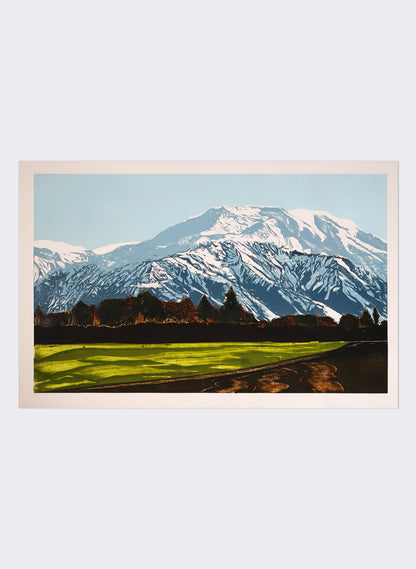 Mt Hutt - Woodblock Print