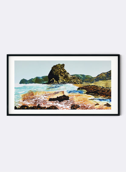 Lion Rock | Piha - Woodblock Print