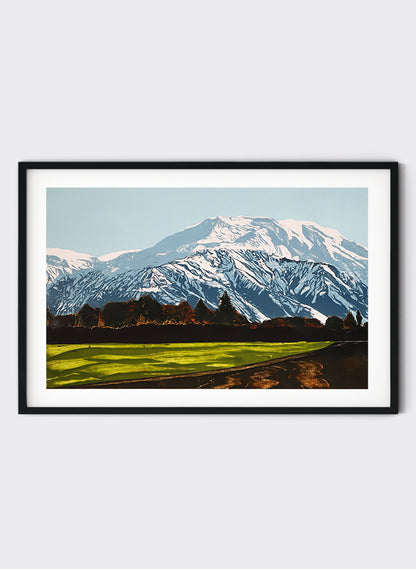 Mt Hutt - Woodblock Print