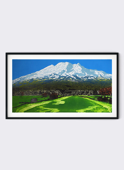 Mt Ruapehu - Woodblock Print