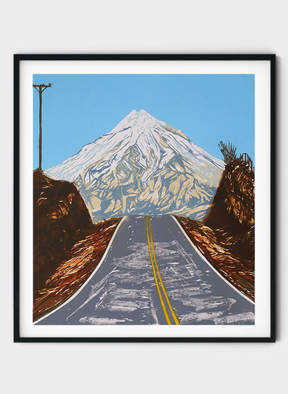 Mount Taranaki - Woodblock Print