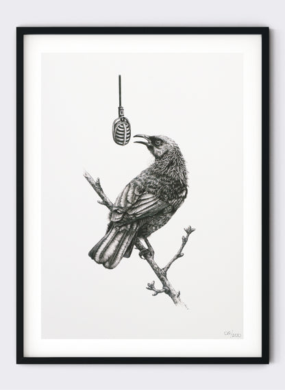 Tūī with Microphone - Giclée Print