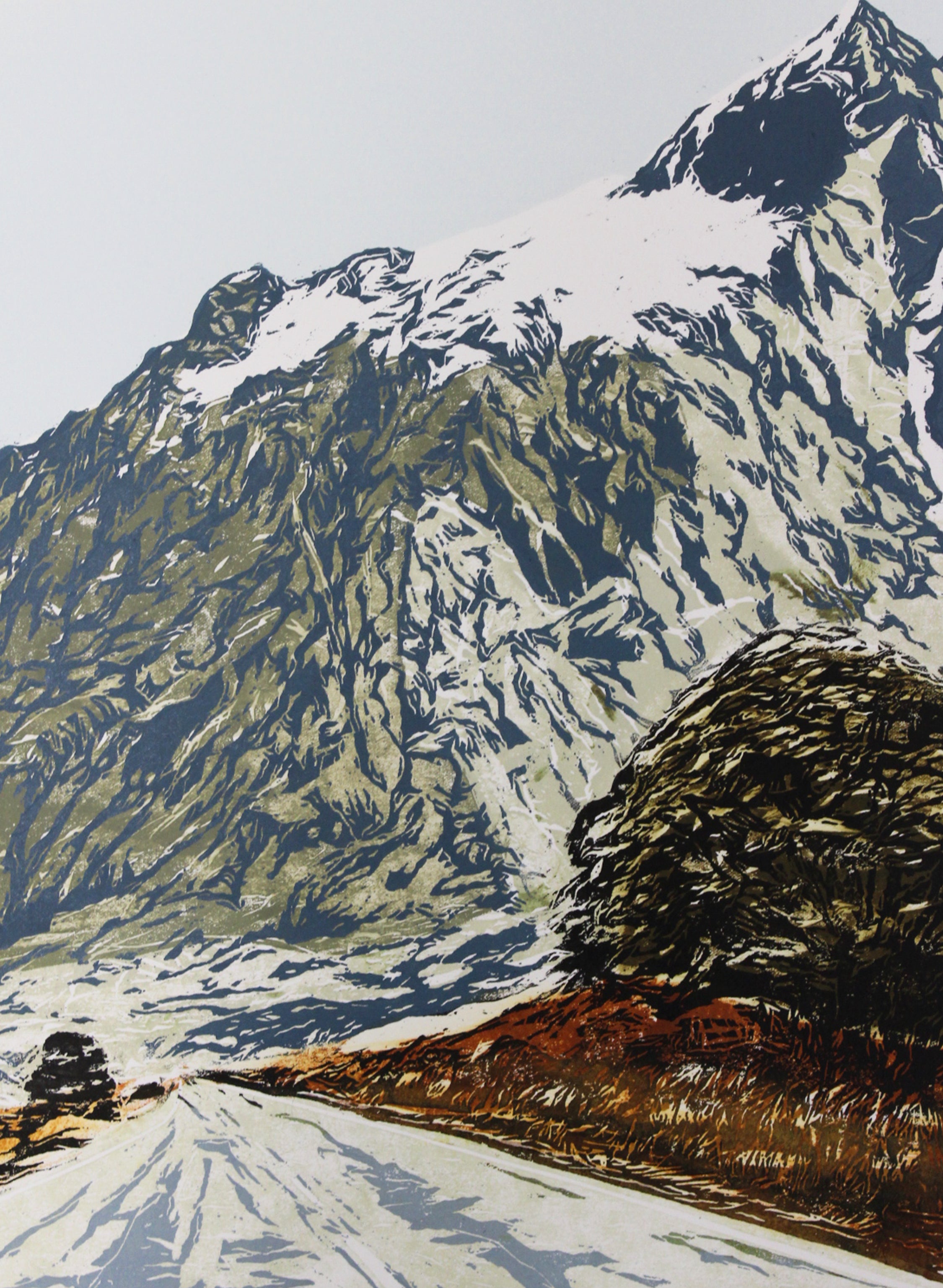 Milford Road - Woodblock Print